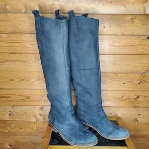 Steve Madden Women's boots leather dark gray knee high riding size 8.5